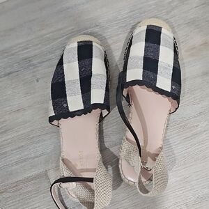 Kate Spade Black and Cream Checkered Espadrilles